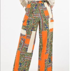 Tory Burch Silk Printed Cargo Pants